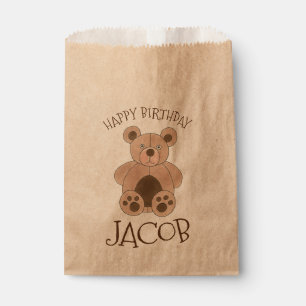 Sachets En Papier Joyeuse fête d'anniversaire Brown Teddy Bear Kid B