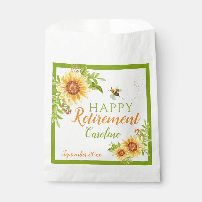 Sachets En Papier Joyeuse retraite tournesol floral (Devant)