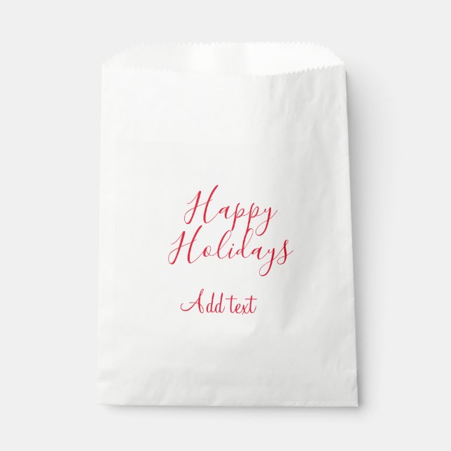Sachets En Papier Joyeuses fêtes Noël calligraphie rouge simple mi (Devant)