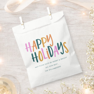 Sachets En Papier Joyeuses Fêtes Typographie Personnalisée Colorée