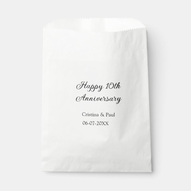 Sachets En Papier Joyeux 10e anniversaire simple nom de mariage mini (Devant)