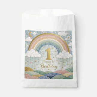 Sachets En Papier Joyeux 1er Anniversaire Mosaic Arc-en-Ciel Nuage D