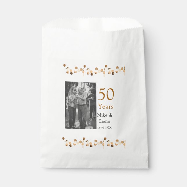 Sachets En Papier Joyeux 50e anniversaire ajouter nom du couple date (Devant)