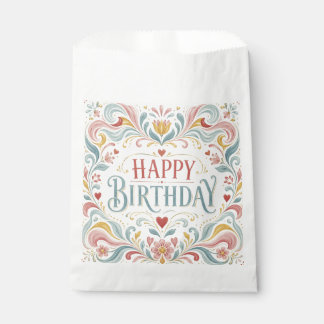 Sachets En Papier Joyeux Anniversaire Art Populaire Scandinave Tourb