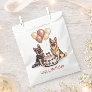 Sachets En Papier Joyeux Anniversaire Chiens berger allemands Gâteau