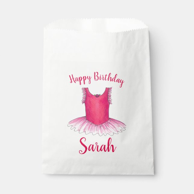 Sachets En Papier Joyeux Anniversaire Danse Ballet Rose Ballerina Tu (Devant)