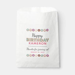 Sachets En Papier JOYEUX ANNIVERSAIRE Gâteau Donuts Glacés Bleus Nom