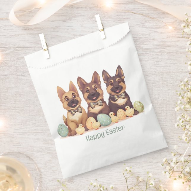 Sachets En Papier Joyeux Chiens bergers allemands de Pâques (Coupé)