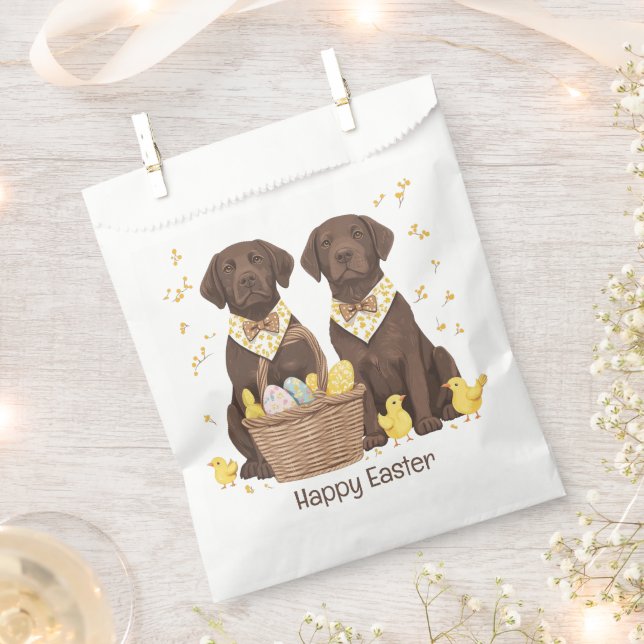 Sachets En Papier Joyeux Chiens de récupération de chocolat de Pâque (Coupé)