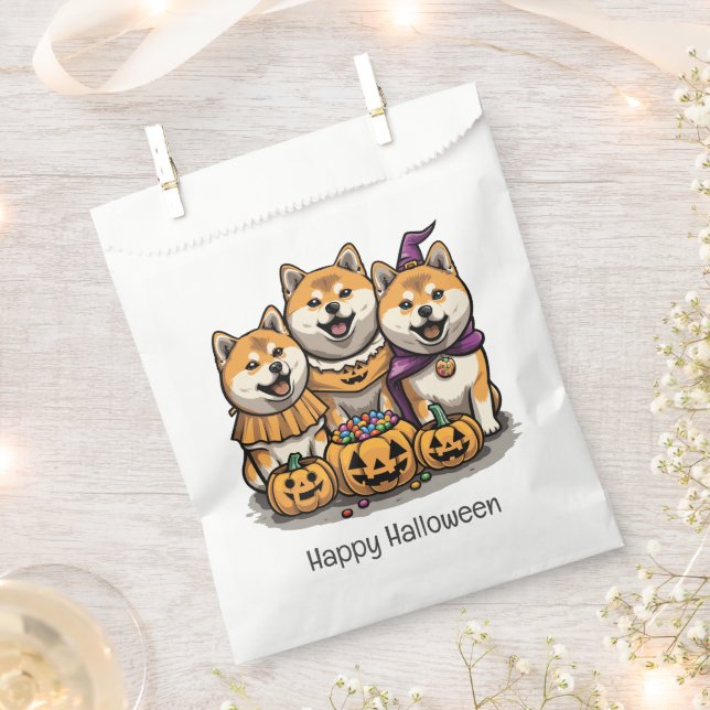 Sachets En Papier Joyeux Chiens d'Halloween Shiba Inu (Coupé)