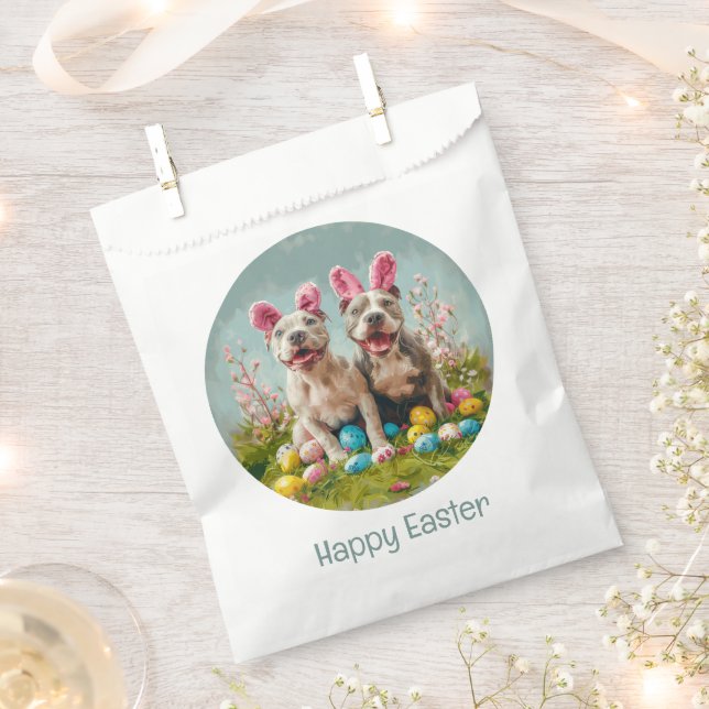 Sachets En Papier Joyeux Chiens taureaux de Pâques (Coupé)