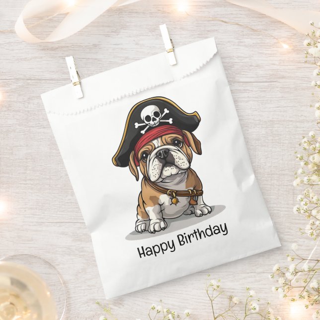 Sachets En Papier Joyeux crâne Pirate anglais Bulldog Birthday (Coupé)