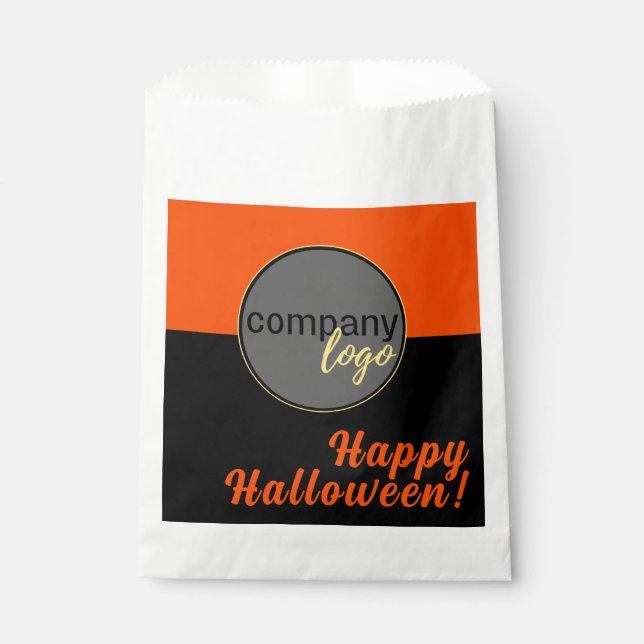 SACHETS EN PAPIER JOYEUX HALLOWEEN LOGO D'AFFAIRES DE COULEUR NOIRE  (Devant)