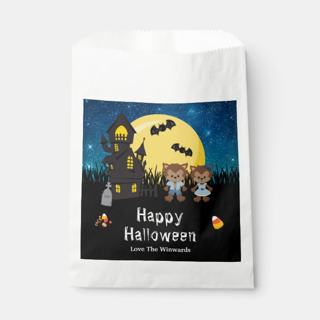 Sachets En Papier Joyeux Halloween Party Werewolf Blue (Devant)