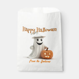 Sachets En Papier Joyeux Halloween PETIT FANTÔME AVEC CITROUILLE