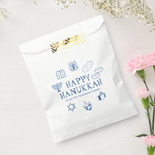 Sachets En Papier Joyeux Hanoukka bleu blanc nom de famille personna