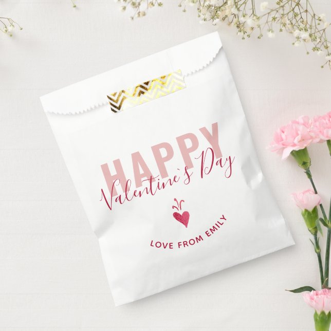 Sachets En Papier Joyeux Jour de la Saint Valentin, le coeur rouge r (Scellé)
