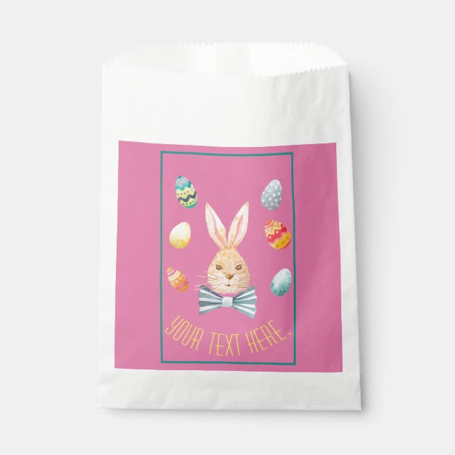 Sachets En Papier Joyeux Lapin De Pâques Avec Cravate De Bow (Devant)