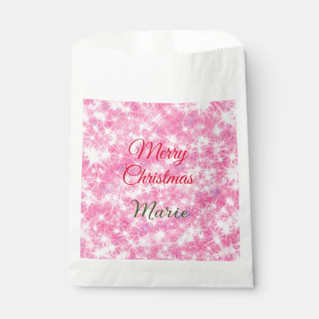 Sachets En Papier Joyeux Noël ajouter le nom rouge pétillant parties (Devant)