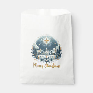 Sachets En Papier Joyeux Noël bleu et or