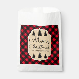 Sachets En Papier Joyeux Noël Buffalo Check Plaid & Trees