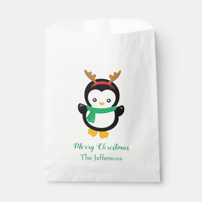 Sachets En Papier Joyeux Noël de Pingouin mignon (Devant)