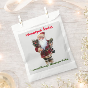 Sachets En Papier Joyeux Noël en polonais Wesołych Świąt cadeau