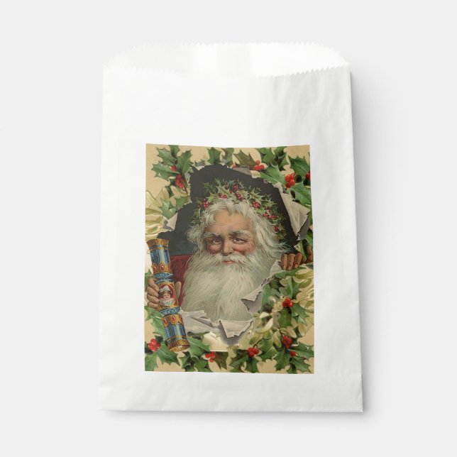 Sachets En Papier Joyeux Noël Père Noël classique antique (Devant)