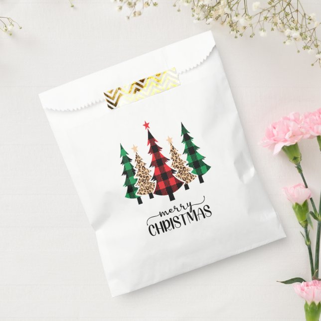 Sachets En Papier Joyeux Noël Red Green Plaid Arbres (Scellé)