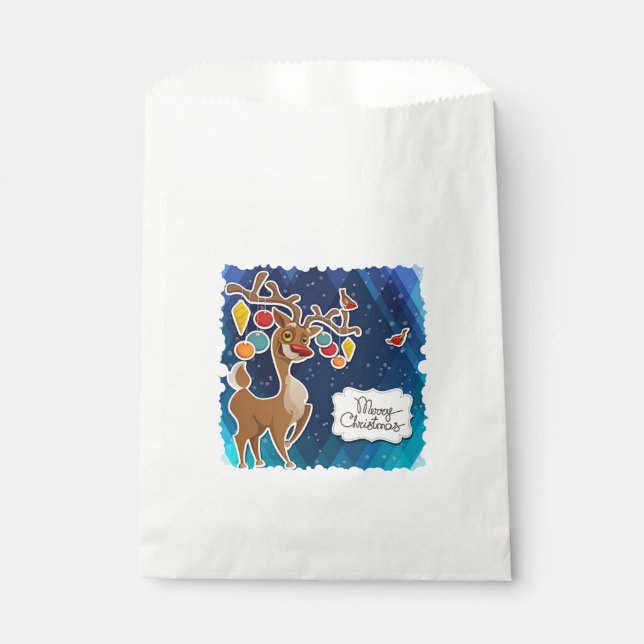 Sachets En Papier Joyeux Noël Renne Galopant (Devant)