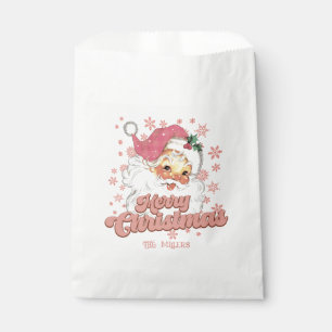 Sachets En Papier Joyeux Noël Retro Typographie Père Noël Pink Casqu