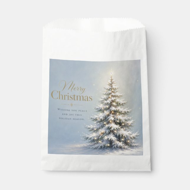 Sachets En Papier Joyeux Noël Sapin enneigé (Devant)
