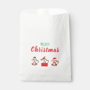 Sachets En Papier Joyeux Noël Singe Jungle Animal Rouge Vert