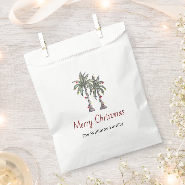 Sachets En Papier Joyeux Noël Tropical Palm Trees Party (Coupé)