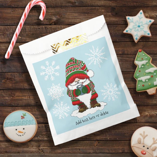 Sachets En Papier Joyeux Noël Vert Rouge Gnome Hiver Mignon (Créateur téléchargé)
