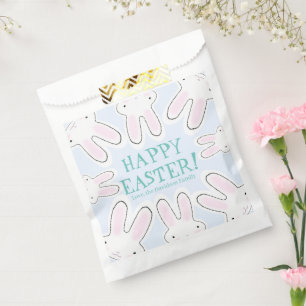 Sachets En Papier Joyeux Pâques bleu pâle mignon lapins péeking pers