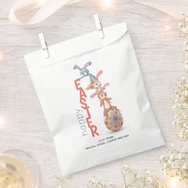 Sachets En Papier Joyeux Pâques mignonne amusant lapin moderne oeuf  (Coupé)