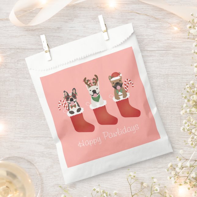 Sachets En Papier Joyeux Pawlidays Français Bulldogs Noël Stocking (Coupé)