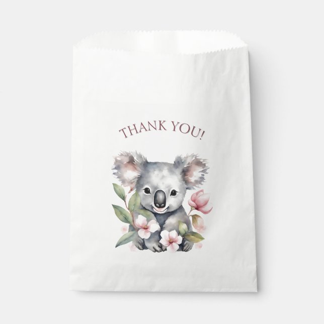 Sachets En Papier Joyeux premier anniversaire aquarelle Koala (Devant)