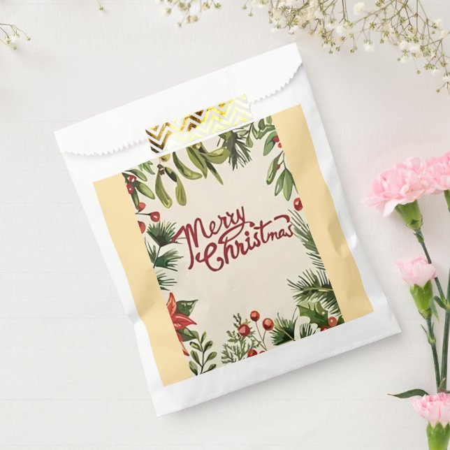 Sachets En Papier Joyeux sac en papier de Noël (Scellé)