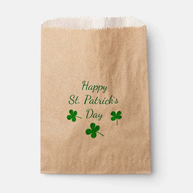 Sachets En Papier Joyeux Saint Patrick`s Day Shamrock vert irlandais (Devant)