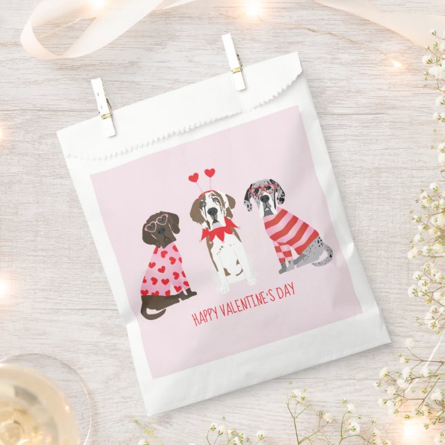Sachets En Papier Joyeux Valentines Day Chiens de Danse (Coupé)