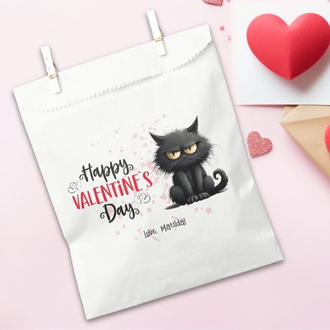 Sachets En Papier Joyeux Valentines Jour Drôle Chat Noir (Créateur téléchargé)