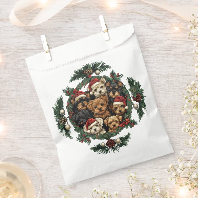 Sachets En Papier Joyeux Yorkshire Terrier Chiens de Noël (Coupé)