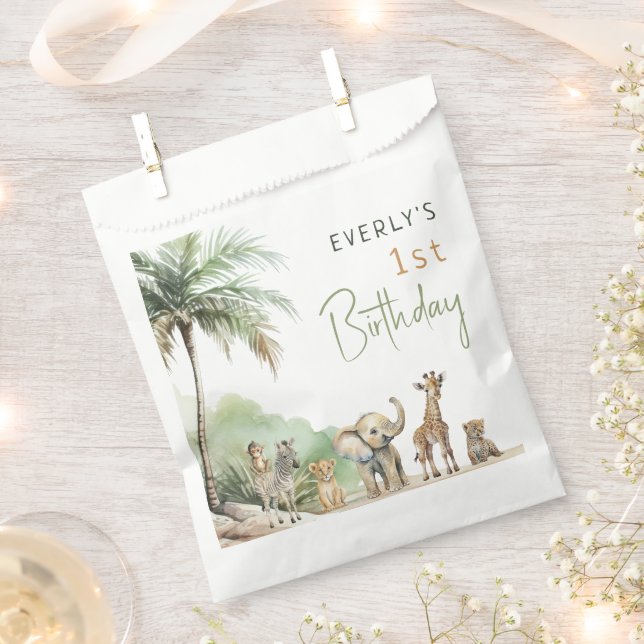 Sachets En Papier Jungle Safari Animaux Anniversaires de enfants (Coupé)