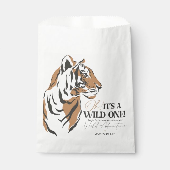 Sachets En Papier Jungle Tigre sibérien sauvage un premier anniversa (Devant)