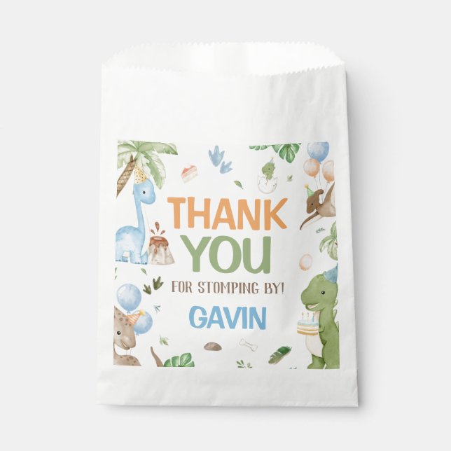 Sachets En Papier Jurassic Cute Dinosaur Birthday Party (Devant)
