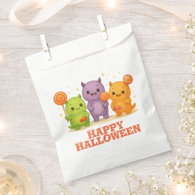 Sachets En Papier Kawaii Monsters & Lollipops Halloween Favoriser le (Coupé)