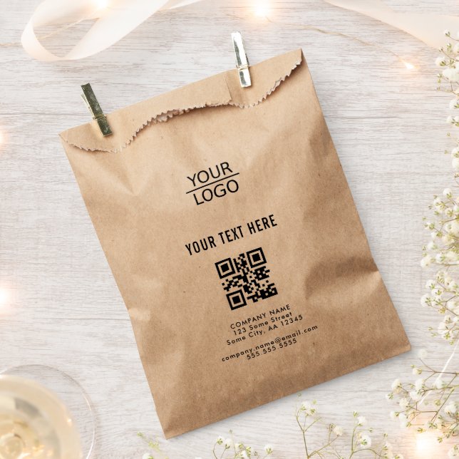 Sachets En Papier Kraft Ajoutez votre logo Code QR Texte personnalis (Coupé)