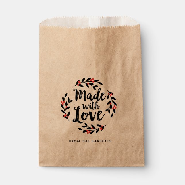 Sachets En Papier Kraft Personnalisé Fait Avec Amour (Devant)